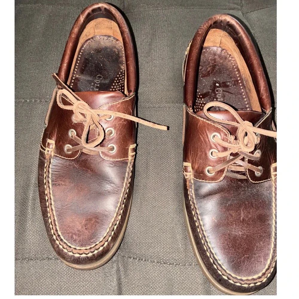 Cole Haan Boat Shoes Mens 9D Brown Leather Country C02754 Moc Toe Loafers